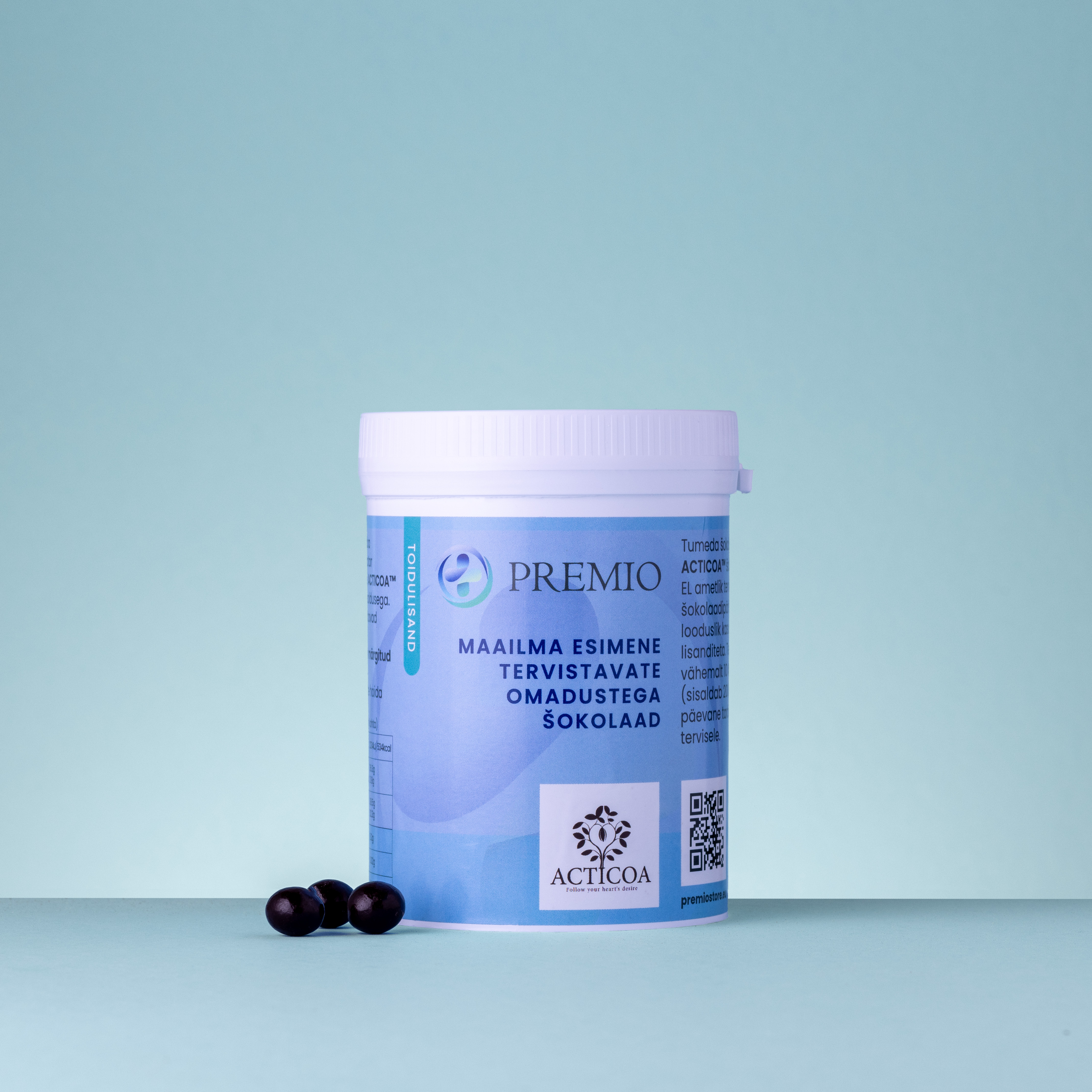 PREMIO® tumeda šokolaadi (ACTICOA™) pärlid, 300 g — Chocolate — Powder view 2